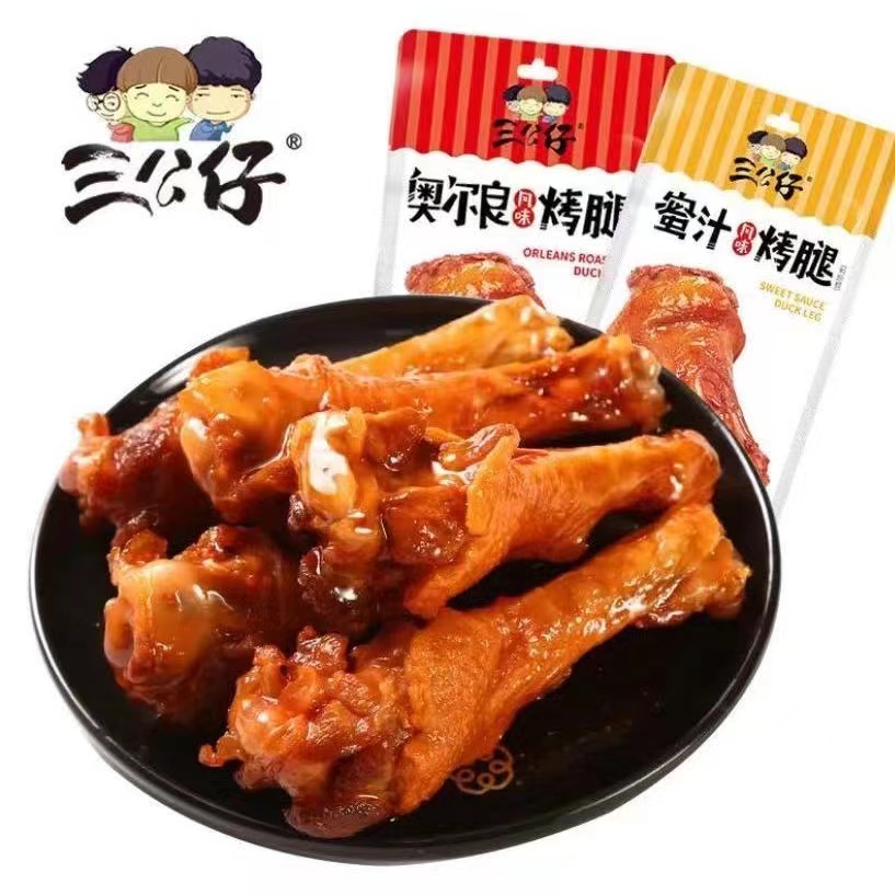 三公仔鸭翅根香辣麻辣新奥尔良味鸭小腿鸭肉零食小吃休闲食品