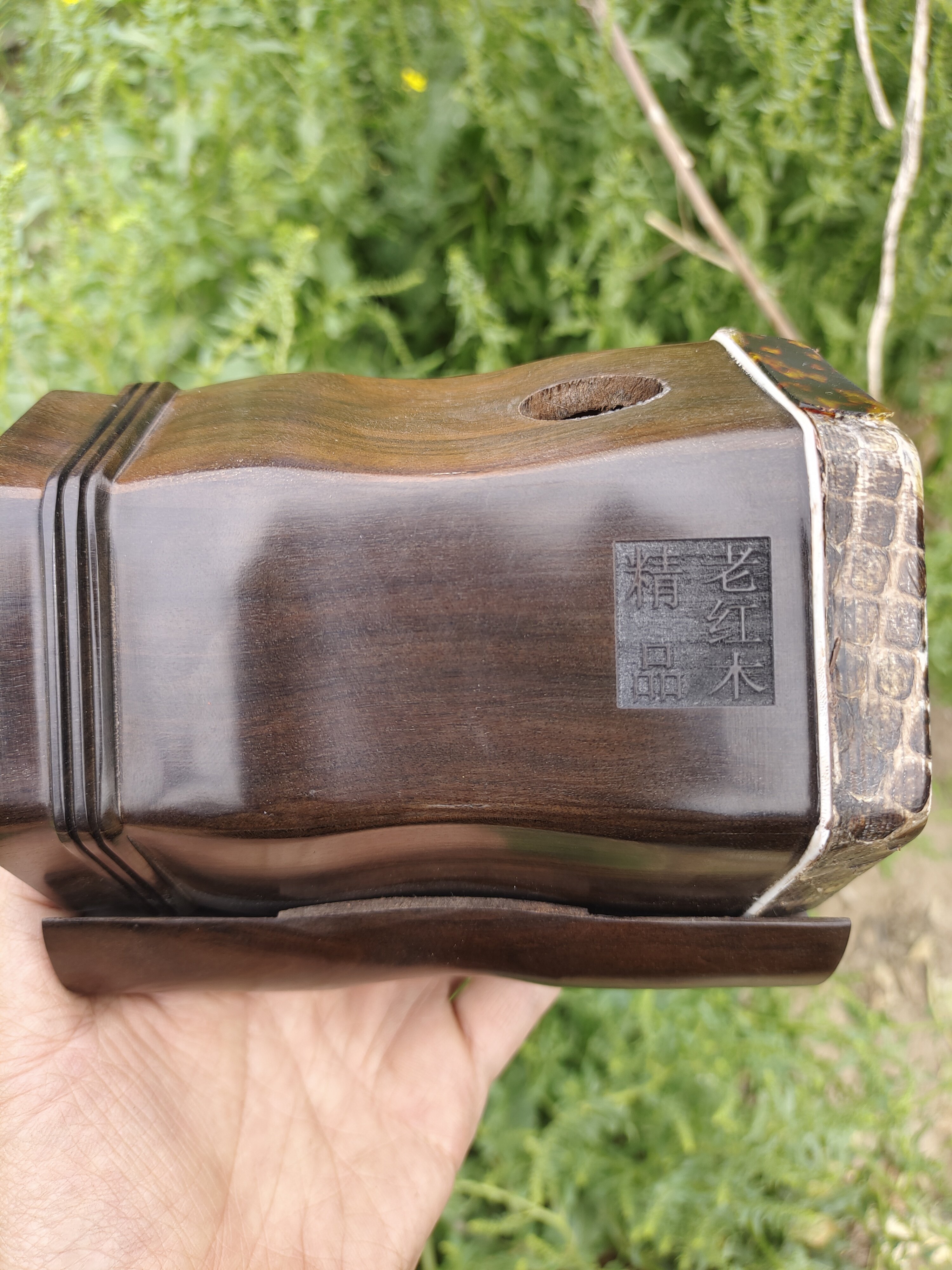 厂家处理老红木二胡筒子清仓非洲老红木琴筒扁孔带底托二胡配件