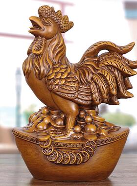 实木雕刻鸡摆件木质公鸡雄鸡十二生肖鸡吉祥物家居客厅装饰工艺品