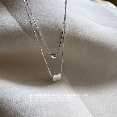 小众高级感冷淡风双层方块项链