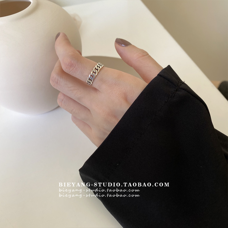 编织女纯银ins韩风戒指女