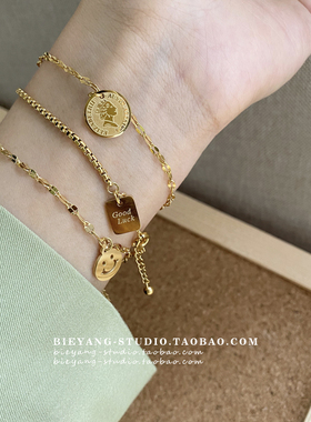 ZUORAN 轻奢小众时尚ins潮流时髦高级钛钢镀18K金不掉色手链女B44