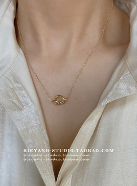 ZUORAN 时尚小众轻奢18K金打结个性简约气质ins高级感钛钢项链N28