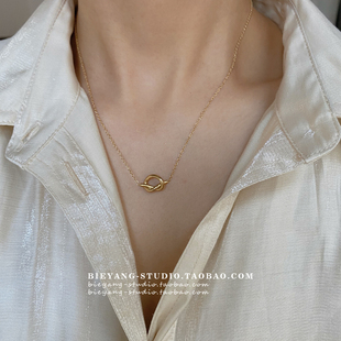 ZUORAN 时尚小众轻奢18K金打结个性简约气质ins高级感钛钢项链N28