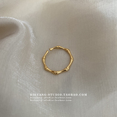 ZUORAN 韩风ins时尚 休闲黄铜镀金竹节戒指小众百搭潮流开口戒R82