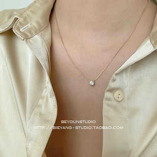 ZUORAN 韩风ins精致气质一颗锆石简约轻奢时尚锁骨链百搭项链N04