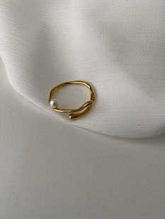 ZUORAN ins时尚小众珍珠水波纹不规则设计精致气质百搭戒指R27