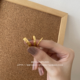 ZUORAN 韩风极简复古小众潮个性磨砂金色ins网红百搭日常戒指RF23