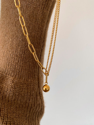 钛钢圆珠钛钢链条拼接女项链