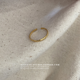 ZUORAN 网红百搭戒指R16 韩风ins复古麻花小众高级感钛钢镀金时尚