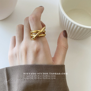 ZUORAN 韩风ins博主款设计多层个性百搭时尚气质开口钛钢戒指R33