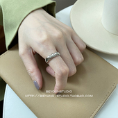 ZUORAN 韩风ins简约设计感斜纹线条开口戒指2025潮流网红戒指R53