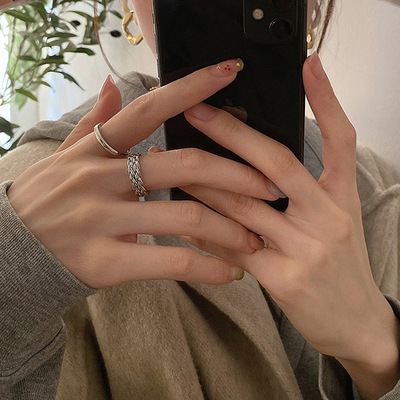 别样韩风ins复古做旧戒女光面