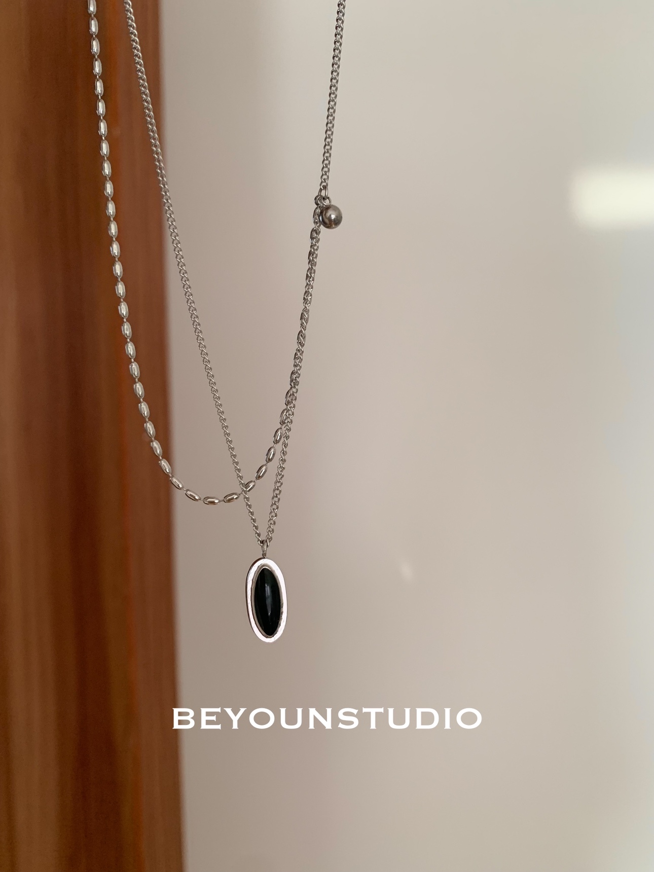 法式小众黑色项链双层女