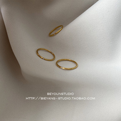 款 ZUORAN 推荐 ins韩风简约精致气质锆石小众钛钢百搭金色戒指RF81