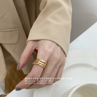 ZUORAN 韩风ins简约小众设计感多层戒食指戒指气质百搭开口戒R45