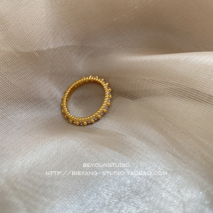 ZUORAN 精致轻奢时尚高级感锆石圆珠金色戒指ins气质博主指环RF82