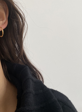 ZUORAN 韩系博主风时髦复古金色小圈圈极简ins小巧百搭耳扣E11