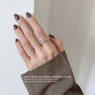 ZUORAN 韩系轻奢时尚贝母面戒指精致高级感镶钻气质ins百搭贝母戒