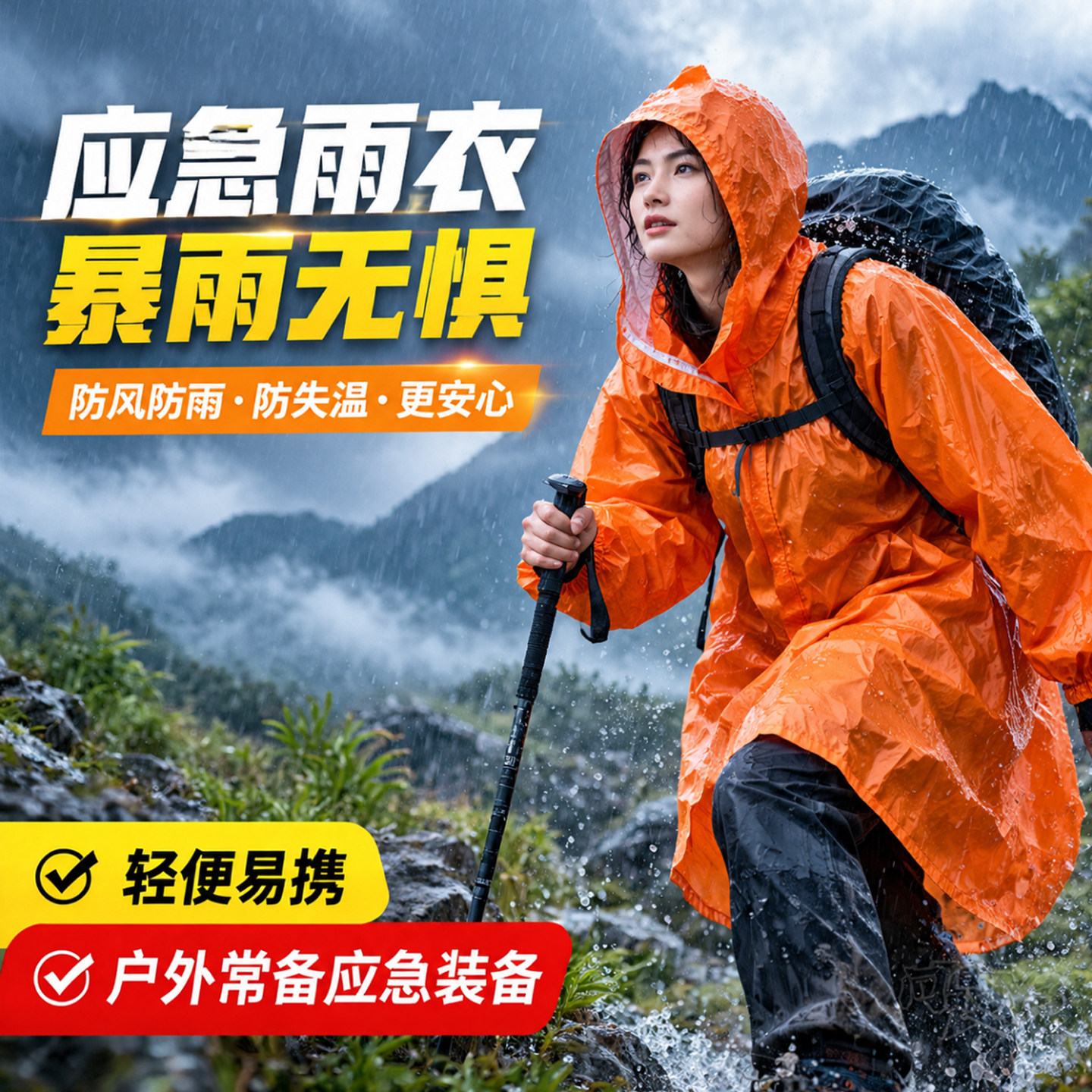 户外应急雨衣防风防雨保温