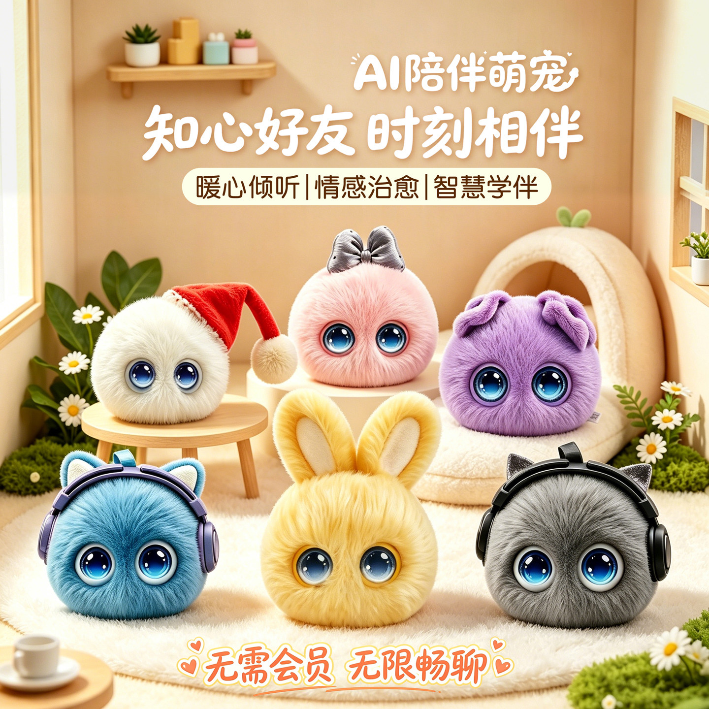 豆包ai智能机器人对话陪伴电子宠物毛绒挂件儿童玩具女孩聊天搭子