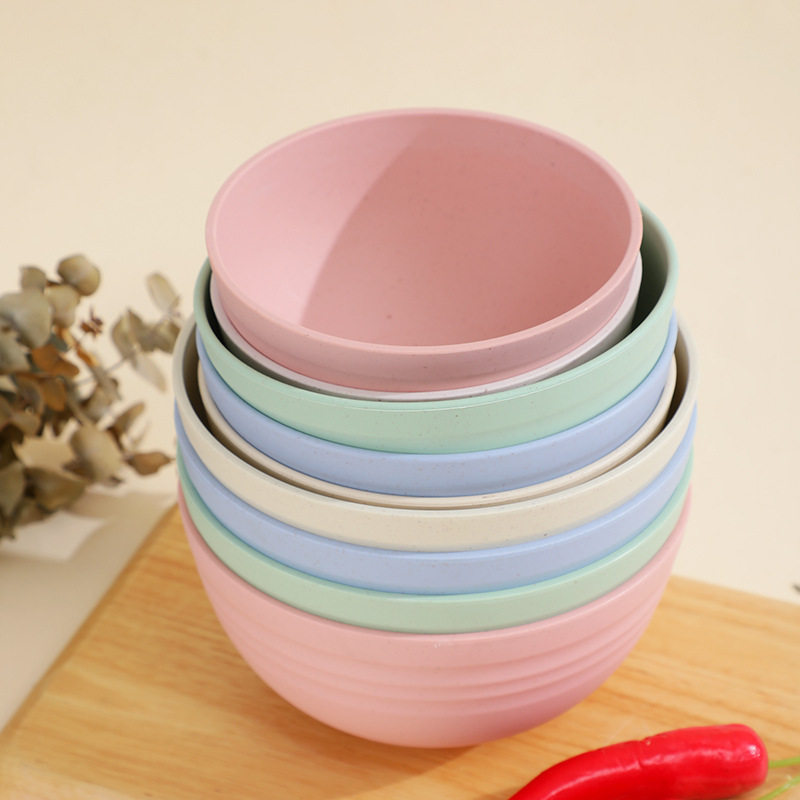 小麦秸秆饭碗家用单个大号个人专用泡面碗小号儿童宝宝防摔防烫碗