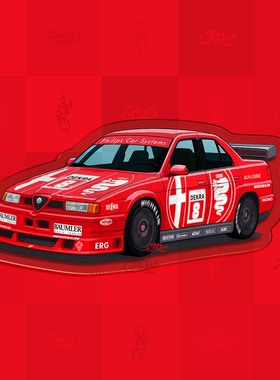 自制手绘Alfa Romeo 155 DTM经典复古主题插画滴胶冰箱贴车迷原创