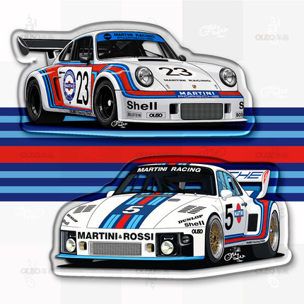 保时捷PORSCHE 911 Carrera RSR 935 MARTINI 拉花亚克力冰箱贴