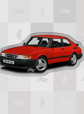 Saab900Turbo aero《驾驶我的车》同款车主题插画冰箱贴车迷原创