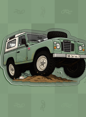 自制手绘路虎SWBseriesIII经典复古老车主题插画冰箱贴车迷原创