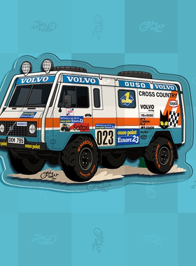 自制手绘沃尔沃VOLVO C303经典复古达喀尔拉力涂装插画冰箱贴原创