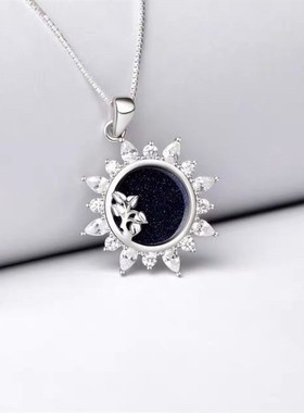 太阳黑子纯银送女友生日礼物项链