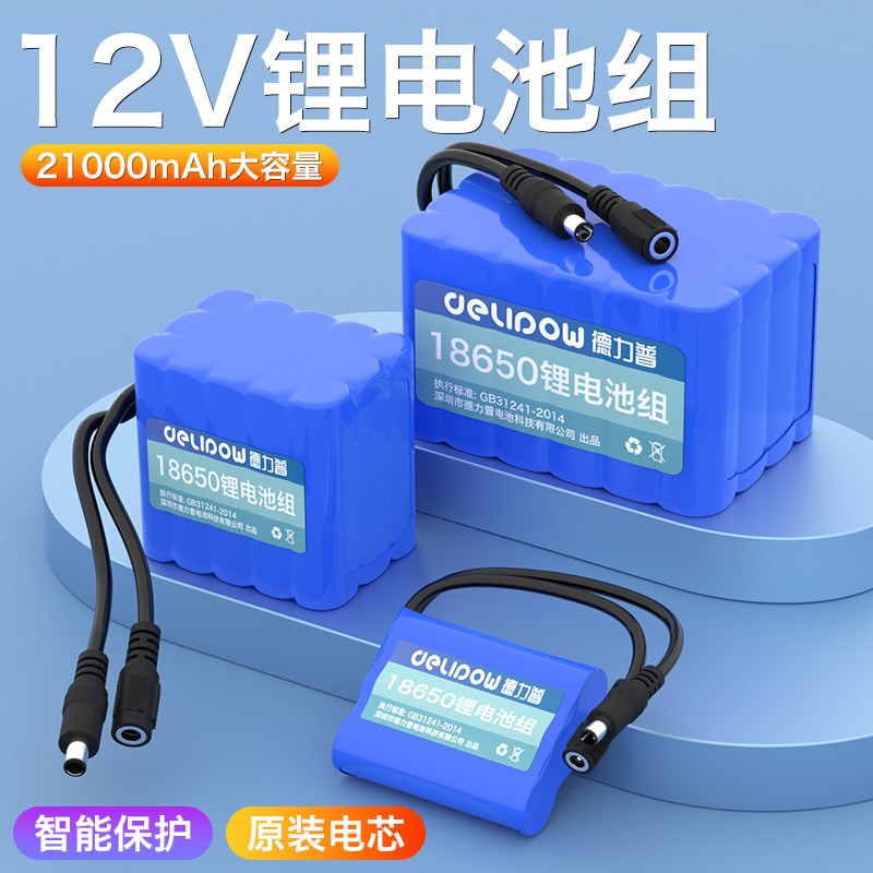 德力普12v锂电池组18650大容量户外音响太阳能灯专用可充24伏电瓶