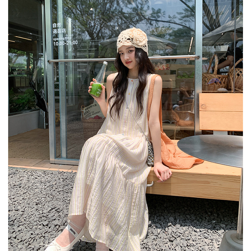 LENORA条纹无袖背心洋装夏