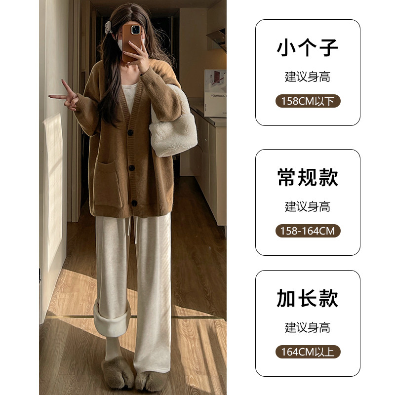 燕麦白色糯米裤女春秋202