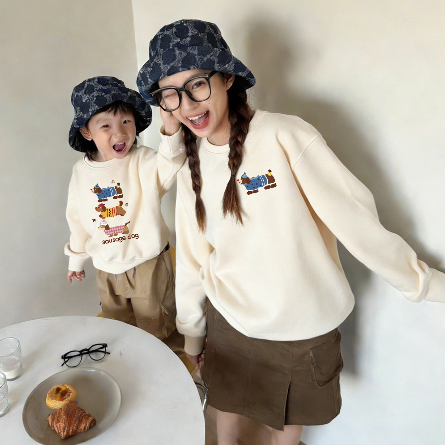 2026年春季新款高级感卫衣母子母女装一家三口四口出游炸街上衣