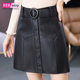半身裙子秋冬女2025新款 显瘦腰带A字伞裙小短裙海宁真皮绵羊皮裙
