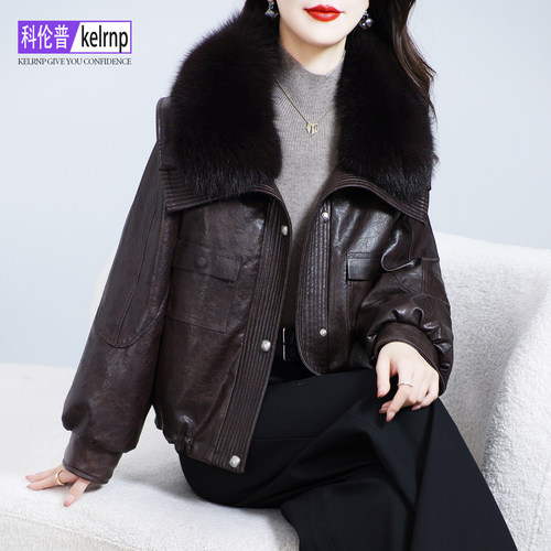 气质保暖白鹅绒羽绒服真皮草外套