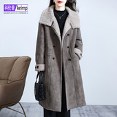 羊剪绒大衣女2025冬新中长款 加厚设计感海宁羔羊毛毛颗粒皮草外套