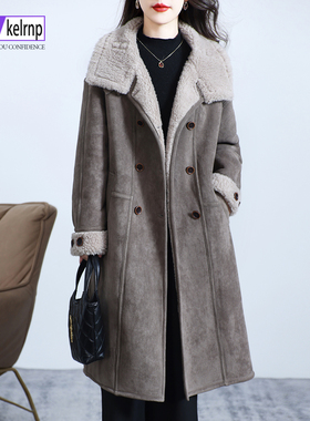 羊剪绒大衣女2025冬新中长款加厚设计感海宁羔羊毛毛颗粒皮草外套