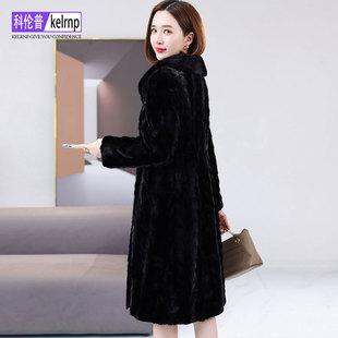 进口天鹅绒水貂毛领大衣女2026冬翻领大气质妈妈短款 拼貂皮草外套