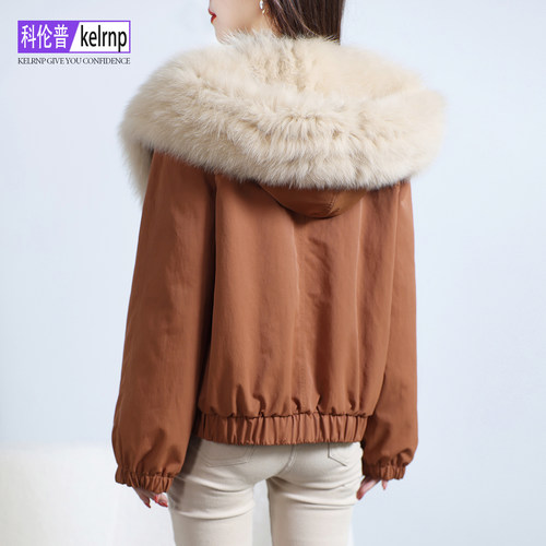 连帽减龄保暖鹅绒羽绒服外套