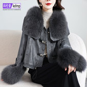 真狐狸毛毛领皮草大衣女拼接2025冬新款 大牌奢华时尚 鹅绒羽绒外套