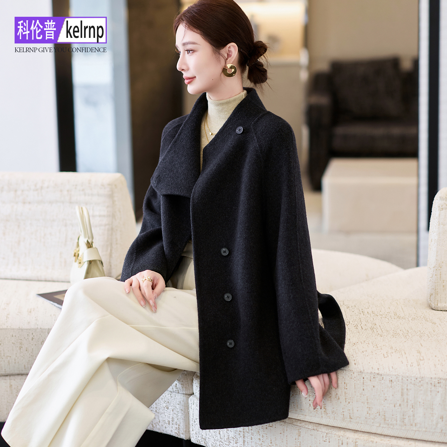 双面山羊绒大衣女2025秋冬新中长款韩版设计感呢子超细羊毛呢外套