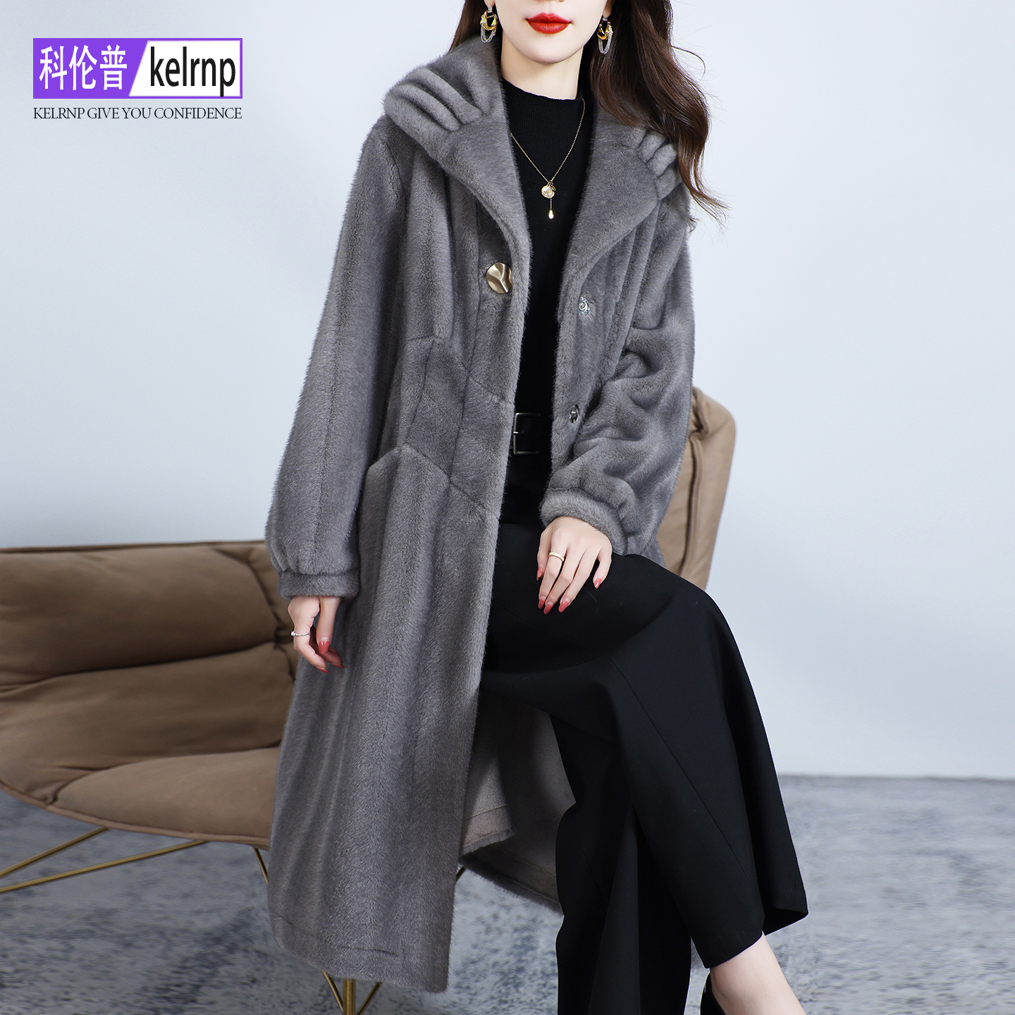 妈妈装仿水貂皮毛毛环保皮草外套