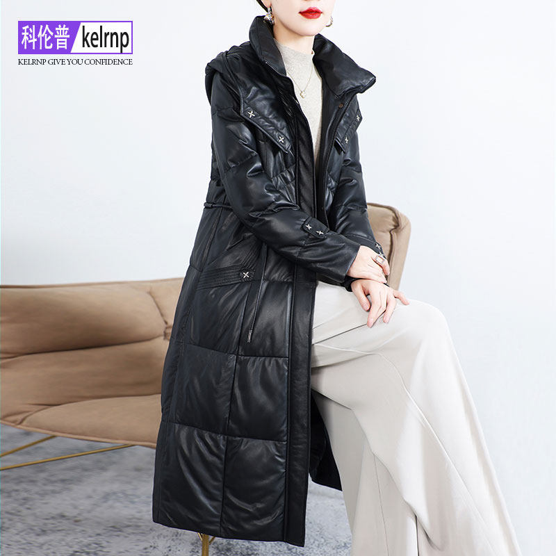 真皮羽绒服女中长款2026冬新连帽韩版大气质海宁头层绵羊皮衣外套