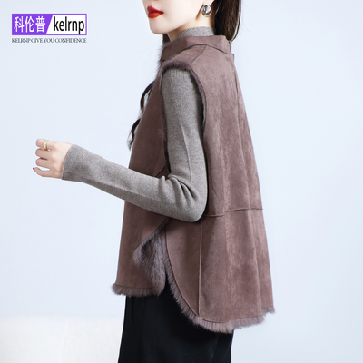 小个子两面穿一体整皮草坎肩外套