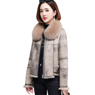 獭兔毛皮草外套女2025冬新短款小个子减龄狐狸毛领真皮毛一体大衣