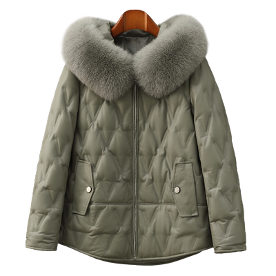 狐狸毛领大码显瘦海宁绵羊皮衣