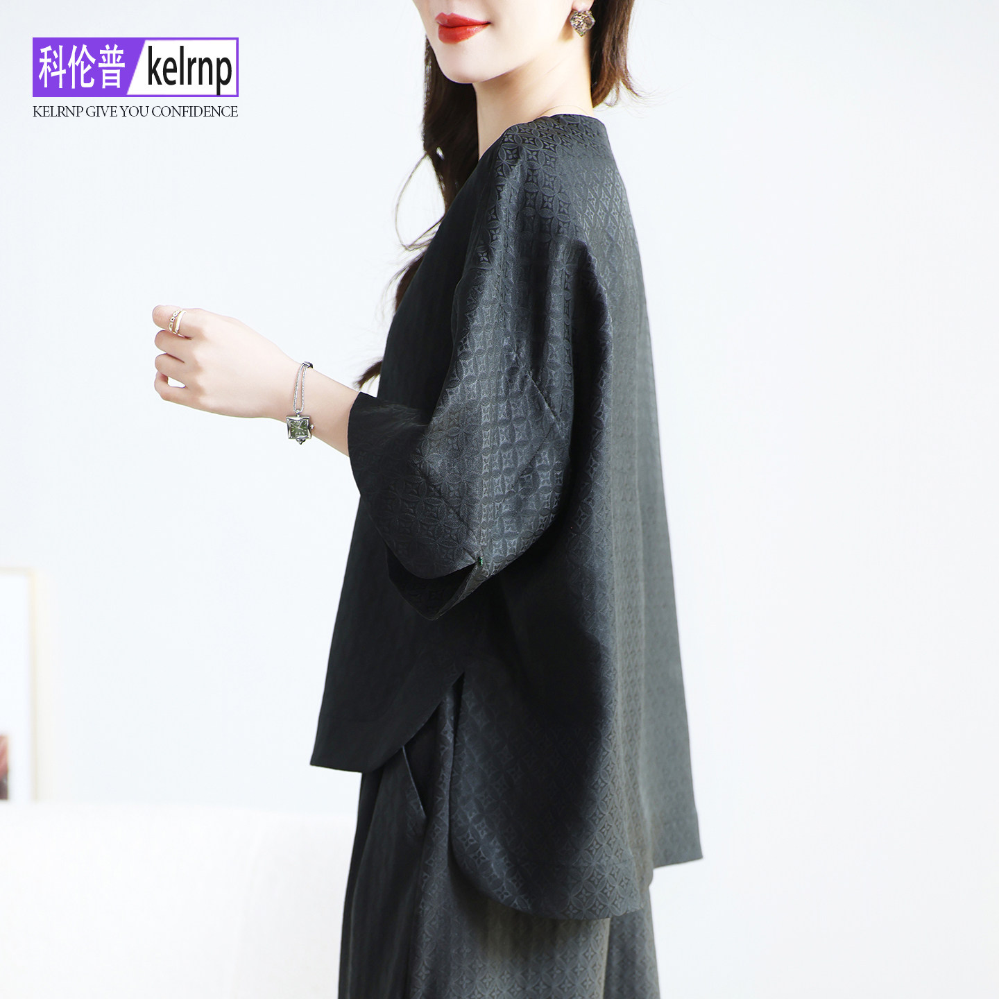 重磅真丝t恤女2026夏新短袖宽松瘦印花100%桑蚕丝香云纱花罗上衣